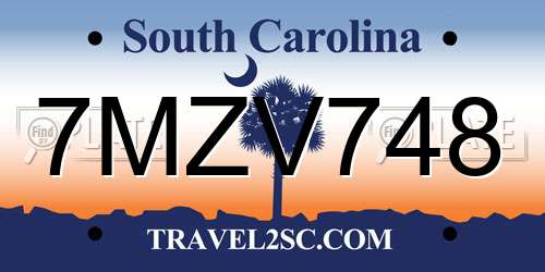 7MZV748 South Carolina License Plate