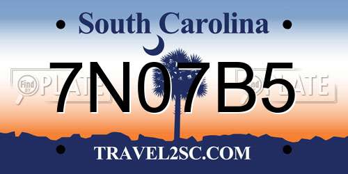 7N07B5 South Carolina License Plate