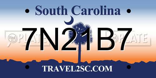 7N21B7 South Carolina License Plate