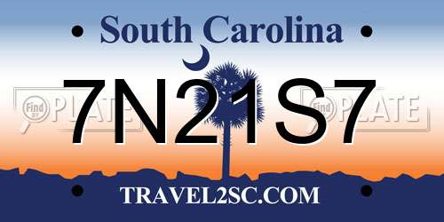 7N21S7 South Carolina License Plate