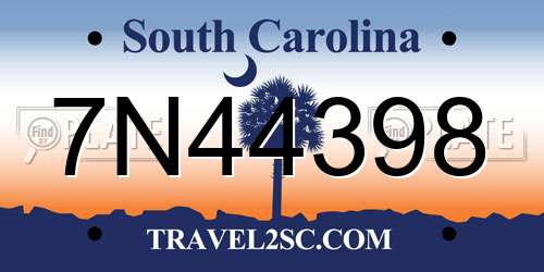 7N44398 South Carolina License Plate