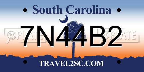 7N44B2 South Carolina License Plate