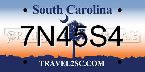 7N45S4 South Carolina License Plate