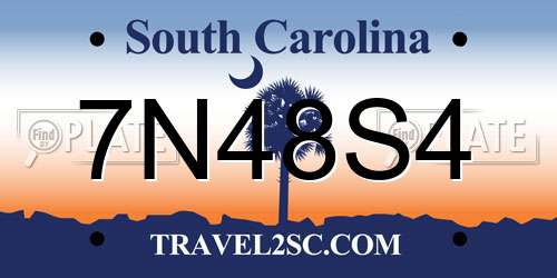 7N48S4 South Carolina License Plate