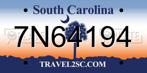 7N64194 South Carolina License Plate