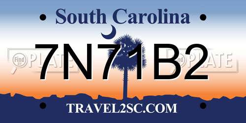 7N71B2 South Carolina License Plate