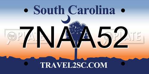 7NAA52 South Carolina License Plate