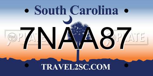 7NAA87 South Carolina License Plate