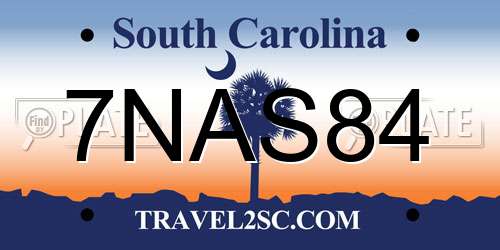 7NAS84 South Carolina License Plate