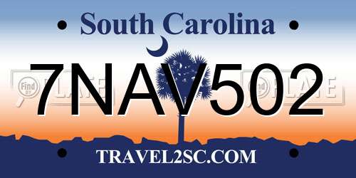7NAV502 South Carolina License Plate