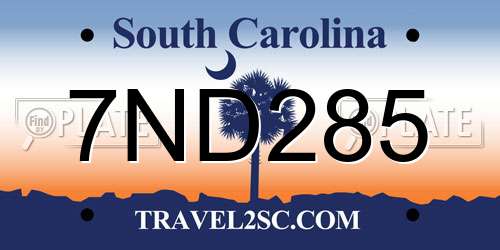 7ND285 South Carolina License Plate