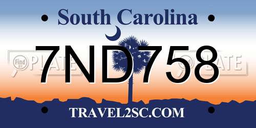 7ND758 South Carolina License Plate