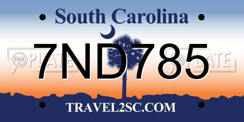 7ND785 South Carolina License Plate