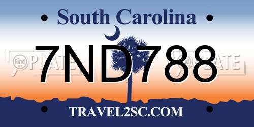 7ND788 South Carolina License Plate