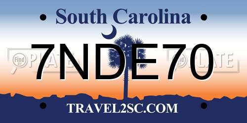 7NDE70 South Carolina License Plate