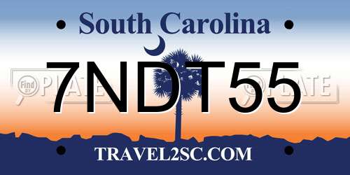 7NDT55 South Carolina License Plate