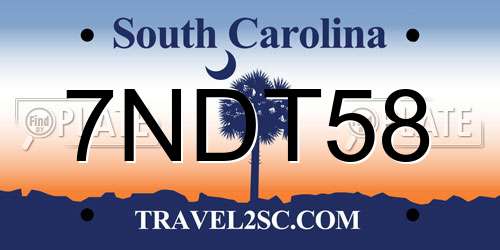 7NDT58 South Carolina License Plate