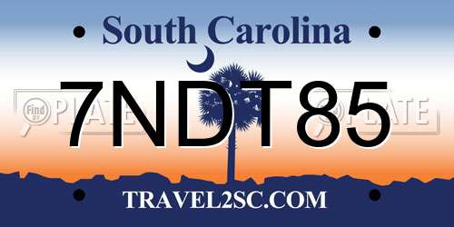 7NDT85 South Carolina License Plate
