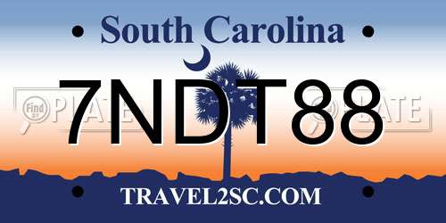 7NDT88 South Carolina License Plate