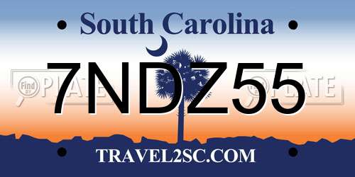 7NDZ55 South Carolina License Plate