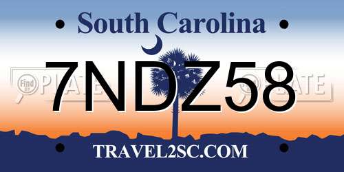 7NDZ58 South Carolina License Plate