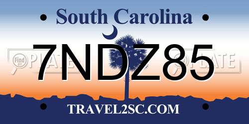 7NDZ85 South Carolina License Plate