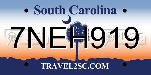 7NEH919 South Carolina License Plate