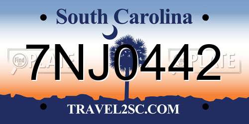 7NJ0442 South Carolina License Plate
