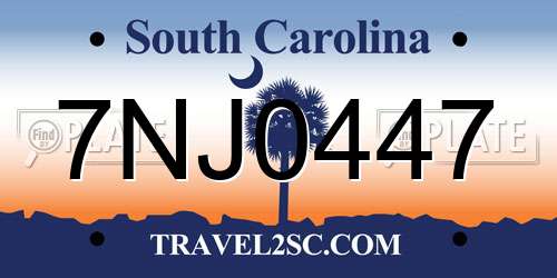 7NJ0447 South Carolina License Plate