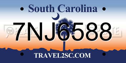 7NJ6588 South Carolina License Plate