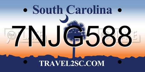 7NJG588 South Carolina License Plate