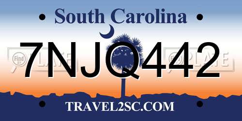 7NJQ442 South Carolina License Plate