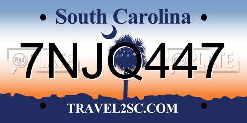 7NJQ447 South Carolina License Plate