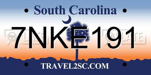 7NKE191 South Carolina License Plate