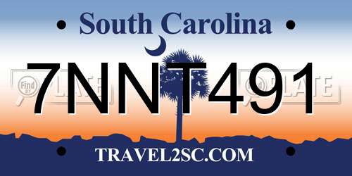 7NNT491 South Carolina License Plate