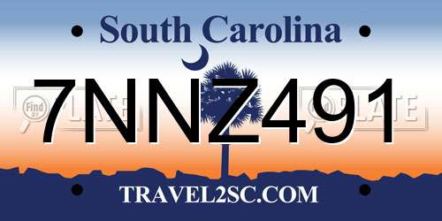 7NNZ491 South Carolina License Plate