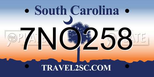 7NO258 South Carolina License Plate