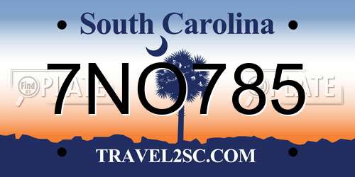 7NO785 South Carolina License Plate