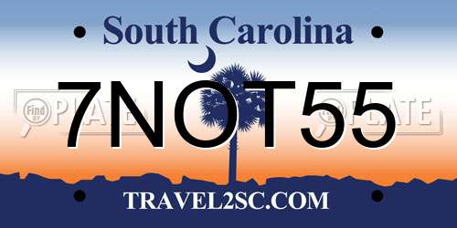 7NOT55 South Carolina License Plate