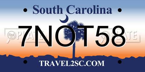 7NOT58 South Carolina License Plate