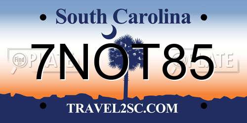 7NOT85 South Carolina License Plate