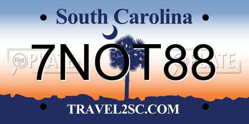 7NOT88 South Carolina License Plate