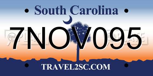 7NOV095 South Carolina License Plate