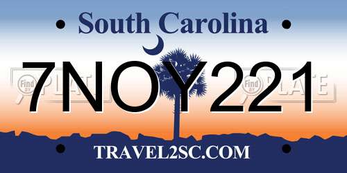 7NOY221 South Carolina License Plate