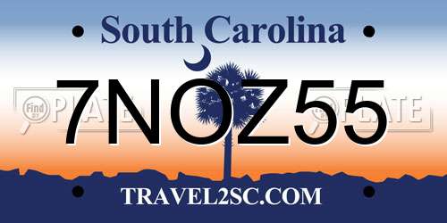 7NOZ55 South Carolina License Plate