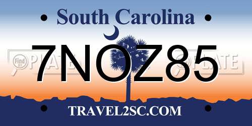 7NOZ85 South Carolina License Plate