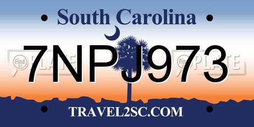 7NPJ973 South Carolina License Plate