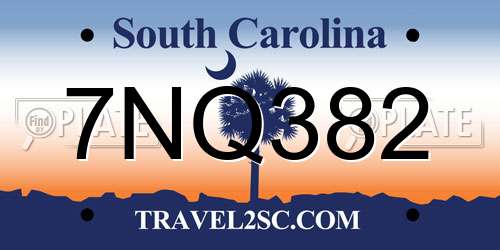 7NQ382 South Carolina License Plate
