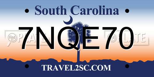7NQE70 South Carolina License Plate