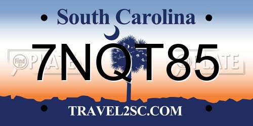 7NQT85 South Carolina License Plate